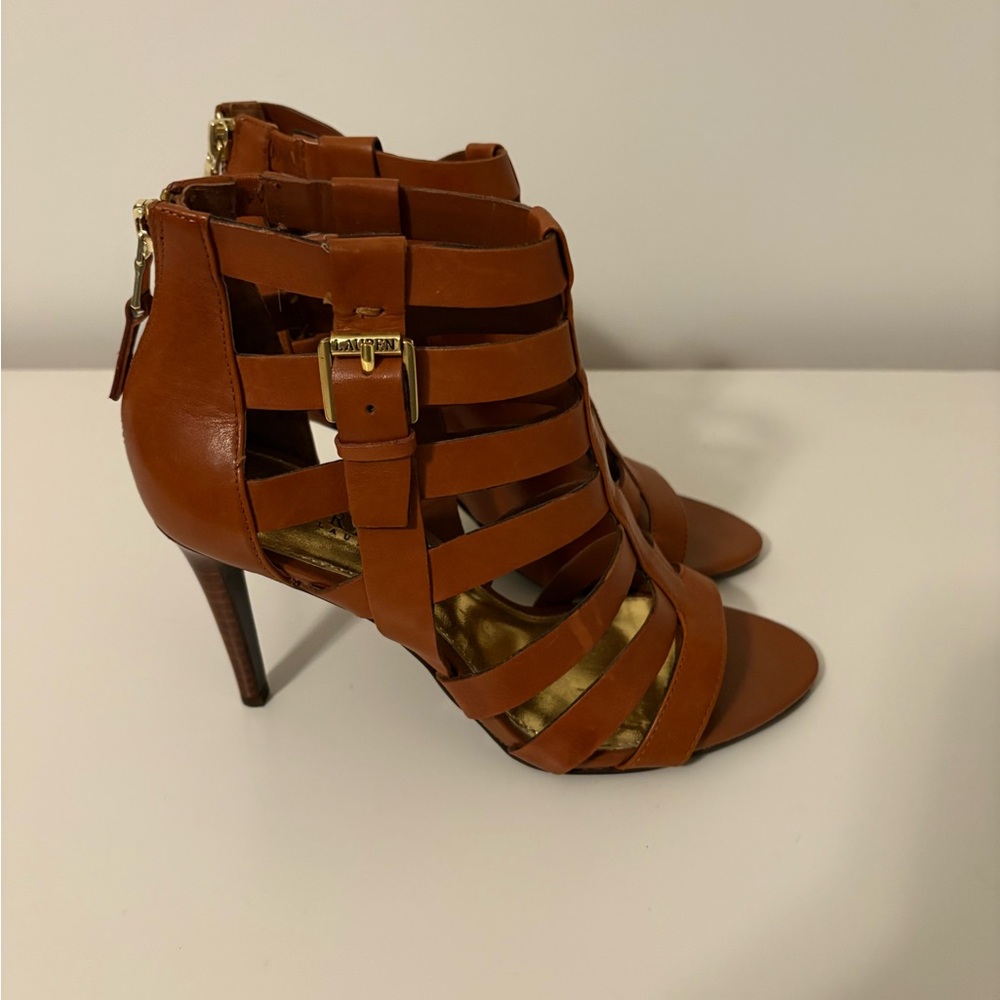 Ralph Lauren Tan Strappy Heels